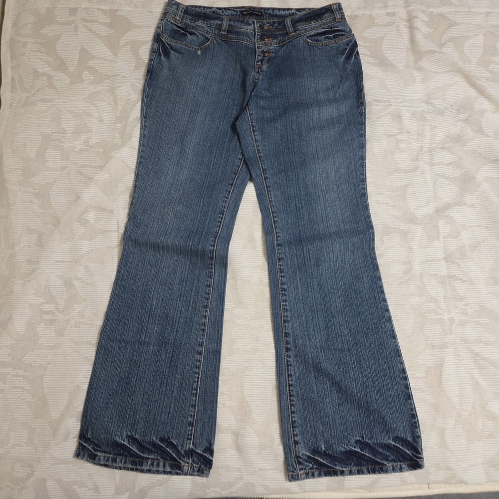 NWT NY & Co. 10 Flare Bootcut 100% Cotton Jeans Women Mid Rise Destressed Y2K